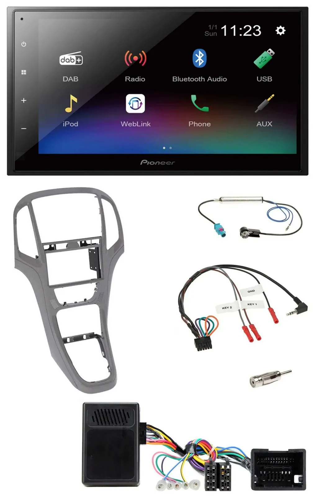 Автомагнитола для Opel Astra J Pioneer 2DIN, Bluetooth, DAB, USB, поддержка кнопок на руле