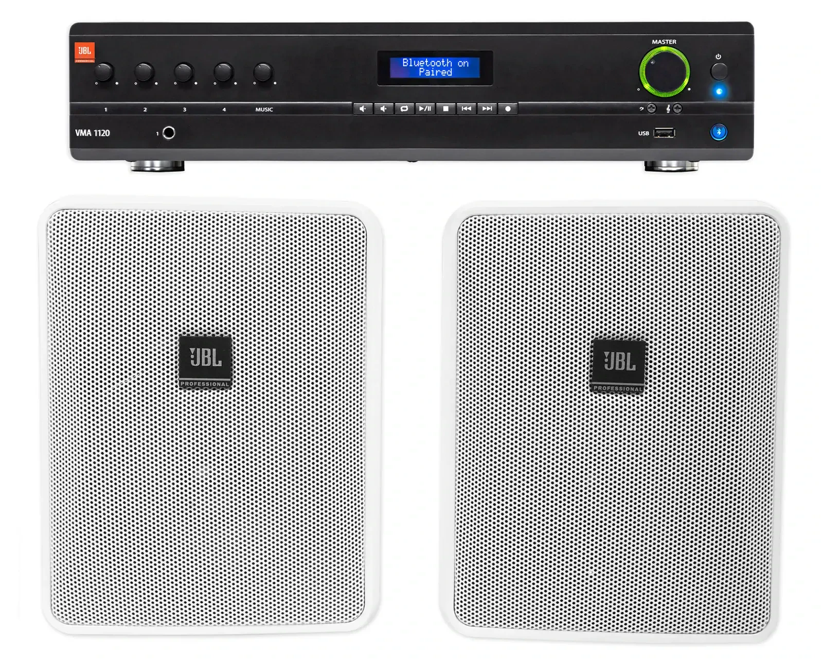 Настенная акустика JBL Control 25-1 White с усилителем (пара)