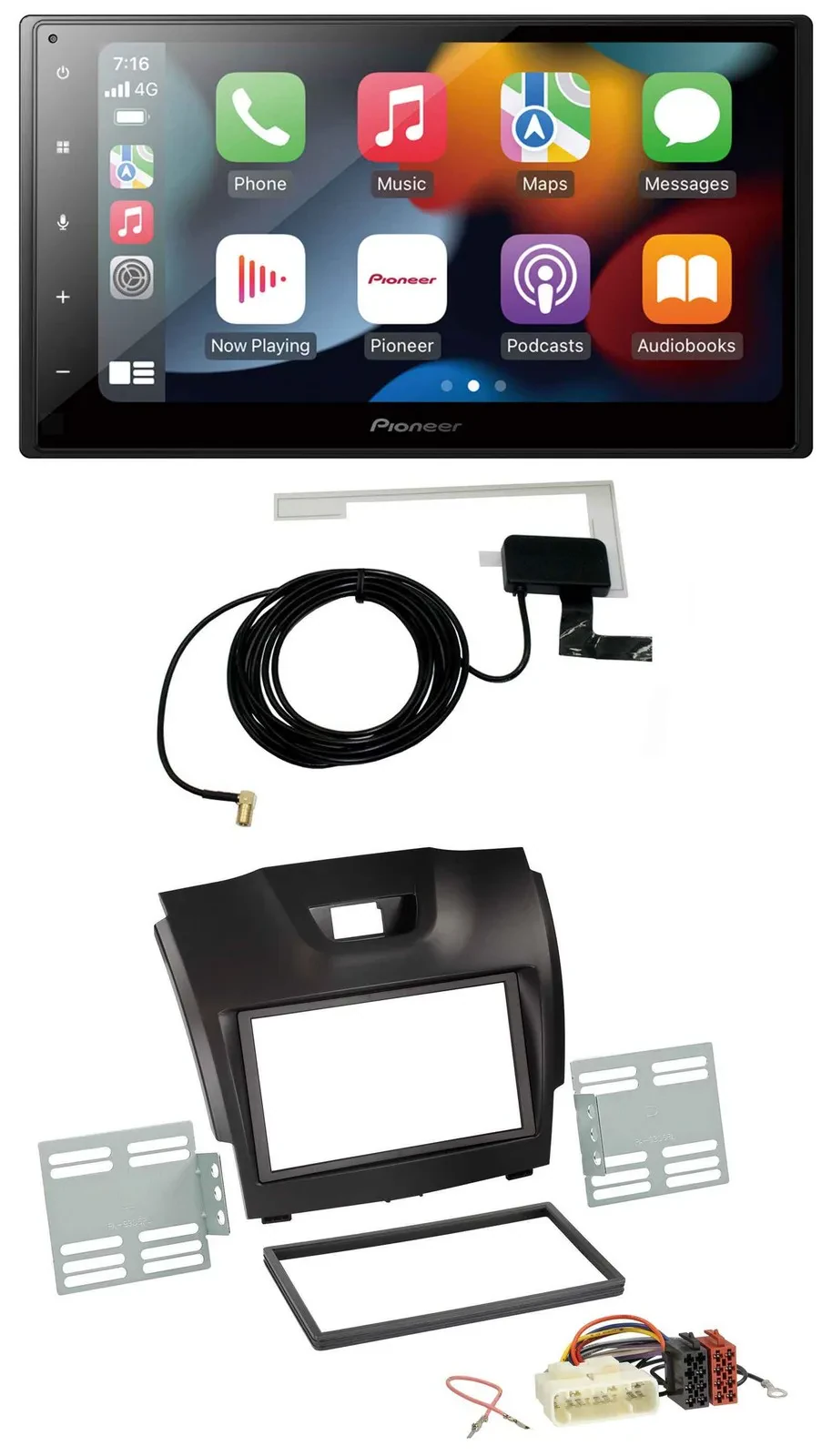 Pioneer MP3 USB Bluetooth DAB 2DIN Autoradio für Isuzu D-Max ab 2012 dunkelgrau