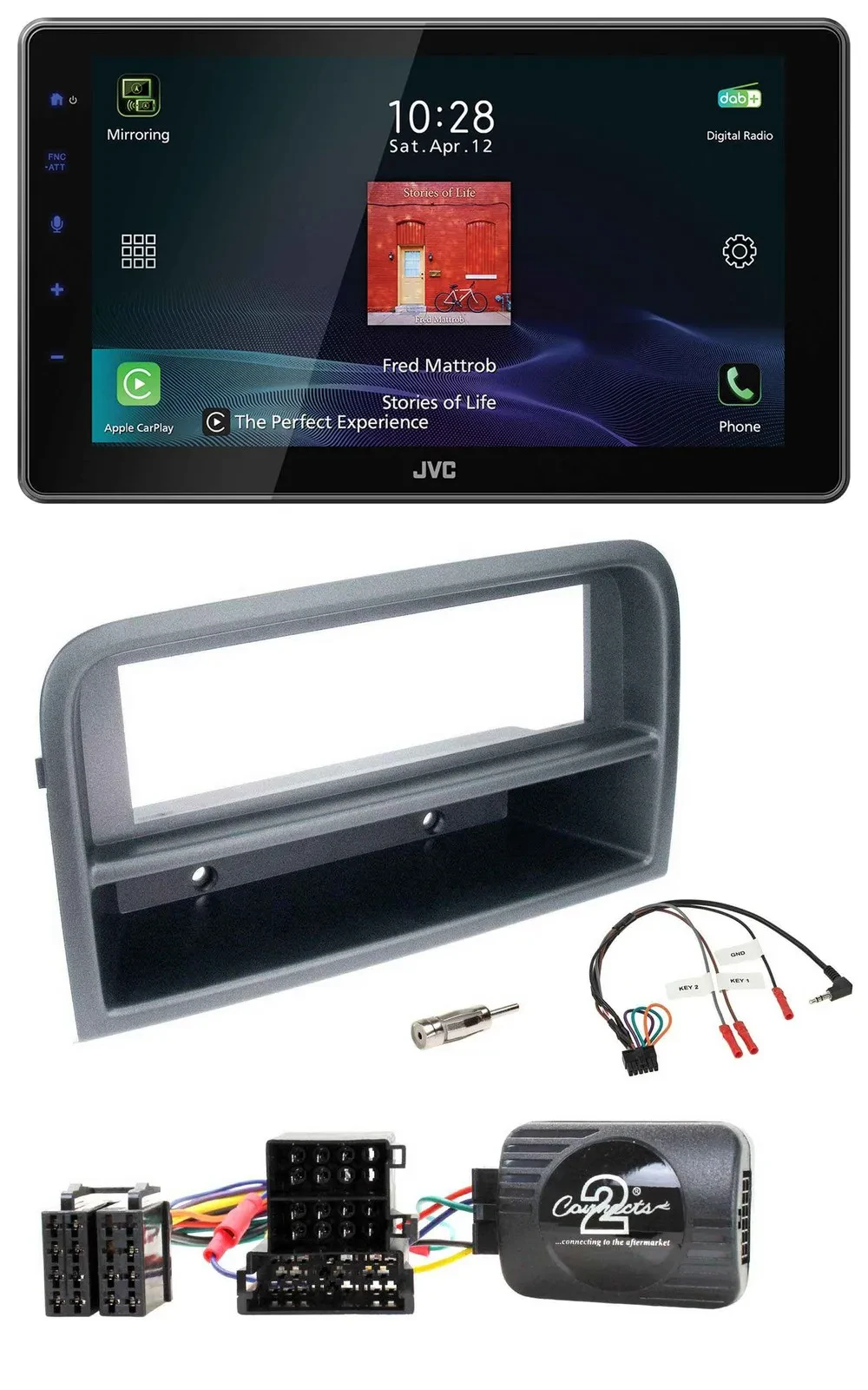 JVC DAB Lenkrad Bluetooth USB Autoradio für Fiat Croma 2005-2010