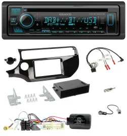 Автомагнитола для Kia Rio UB (2017–2023) Kenwood Bluetooth, DAB, CD, USB, поддержка кнопок на руле