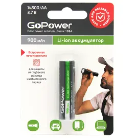 Аккумулятор GoPower 14500 (AA) Li-ion 3.7V 900mAh (1 шт.)