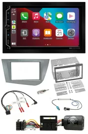 ESX 2DIN DAB USB Lenkrad Bluetooth Autoradio für Seat Leon 2005-2012 silber