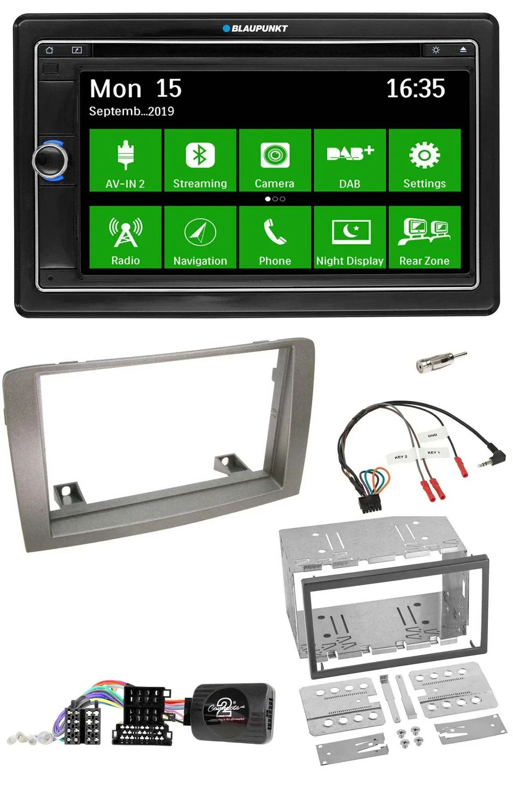 Blaupunkt Bluetooth 2DIN Lenkrad DAB USB TMC Navigation für Lancia Musa 2004-201