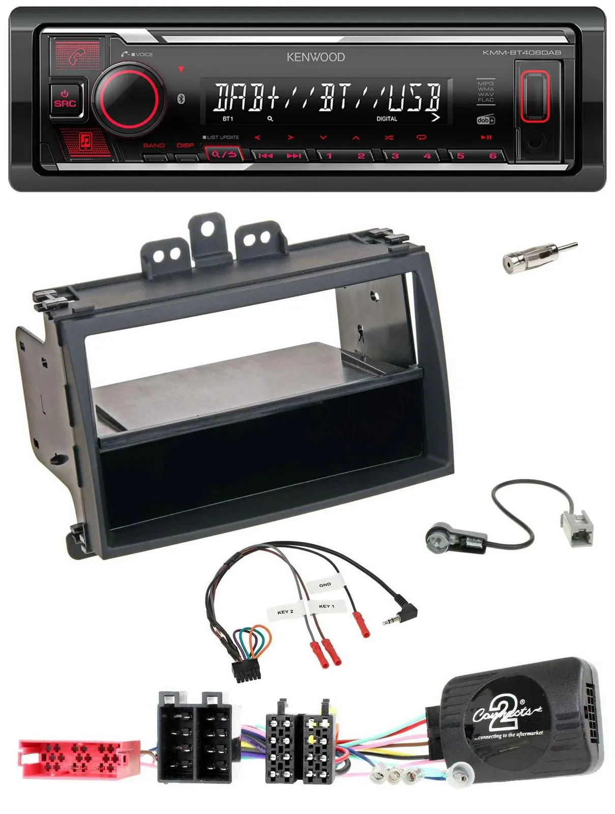Автомагнитола Kenwood Bluetooth USB DAB для Hyundai i20 (2009–2011), черная, резиновое покрытие