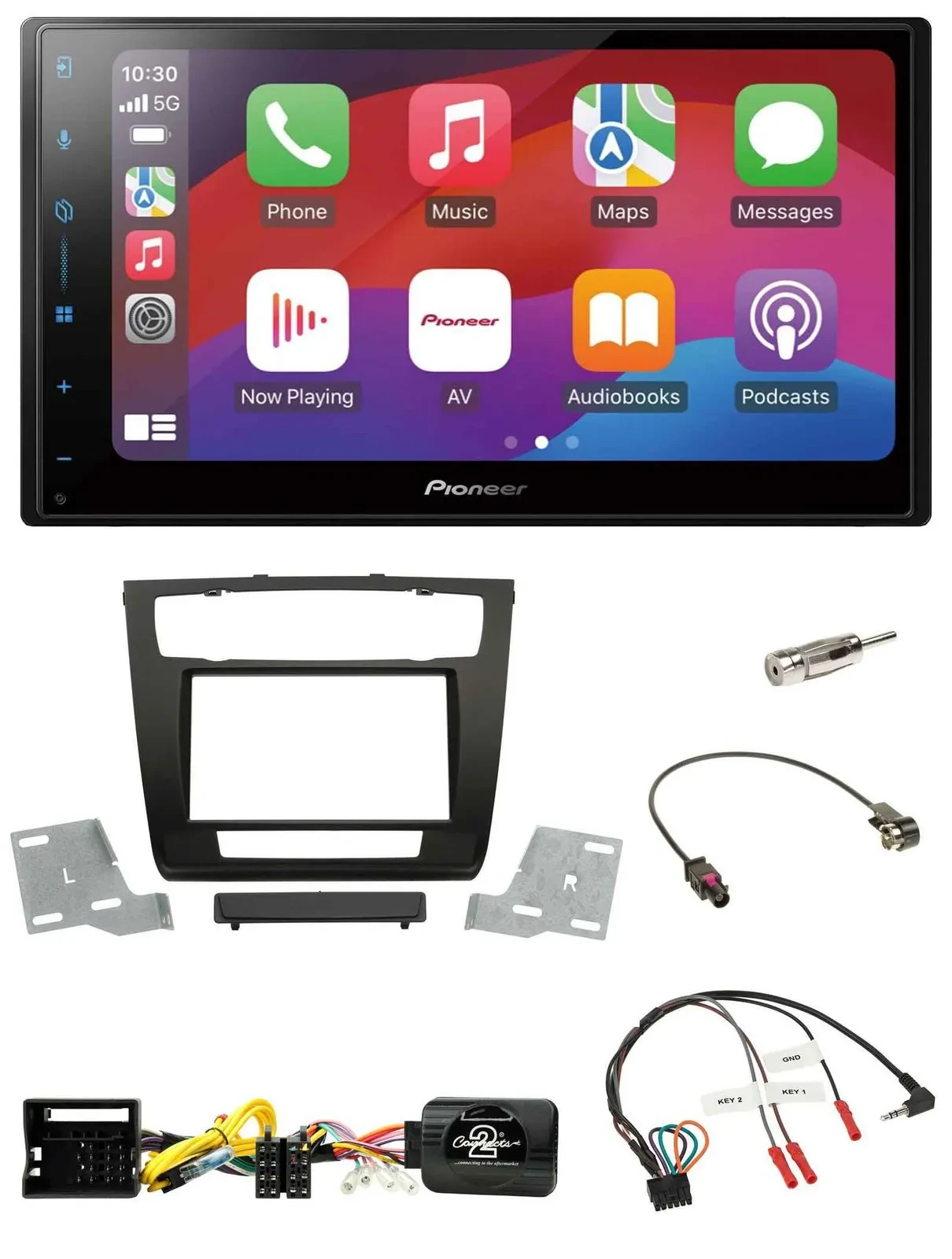 Автомагнитола для BMW 1 Series E81/E82 Pioneer 2DIN DAB, USB, Bluetooth, совместим с кнопками на руле (с автоматическим климат-контролем)