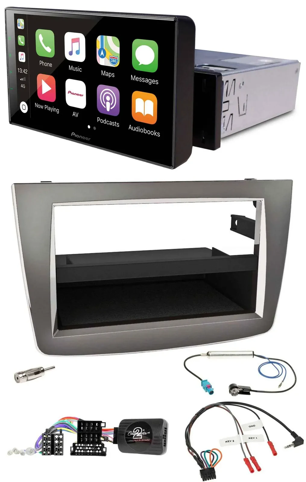 Pioneer Bluetooth Lenkrad DAB USB Autoradio für Alfa Mito 955 2008-2014 silber