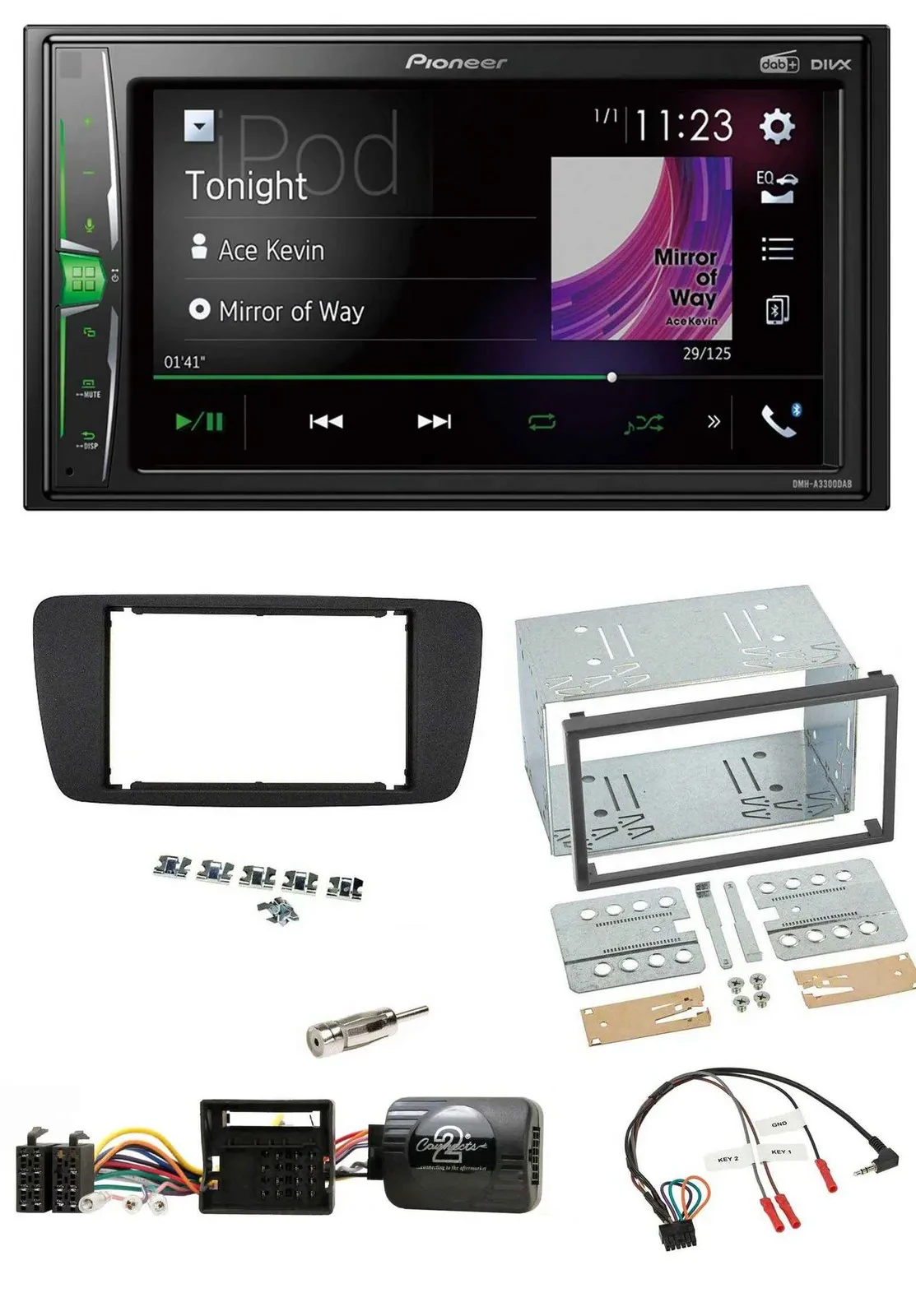 Pioneer 2DIN Lenkrad DAB USB Bluetooth Autoradio für Seat Ibiza ab 08 nitschwarz