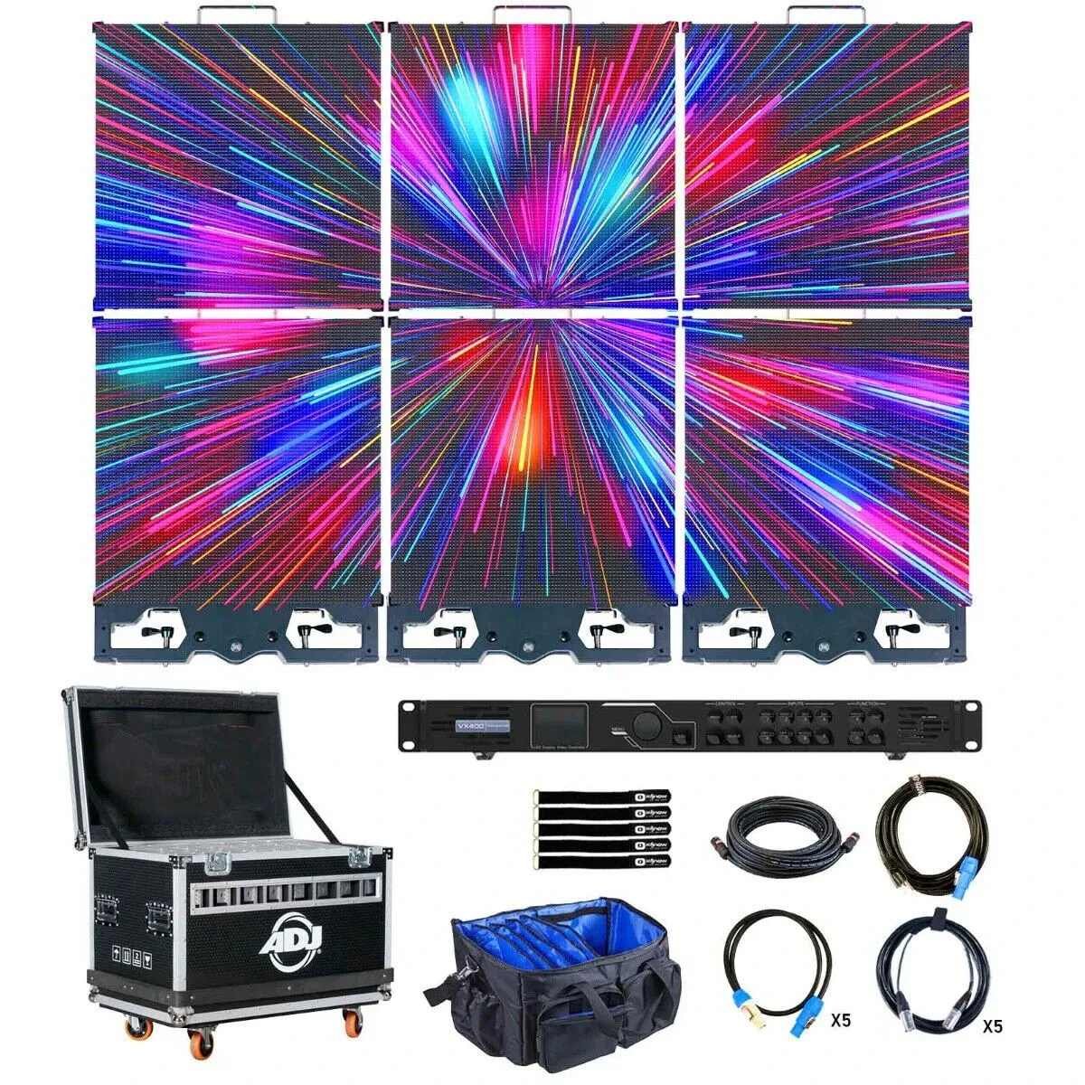 ADJ VS3 3x2 LED Video Panel Wall System w Processor & Ground Stack Kit