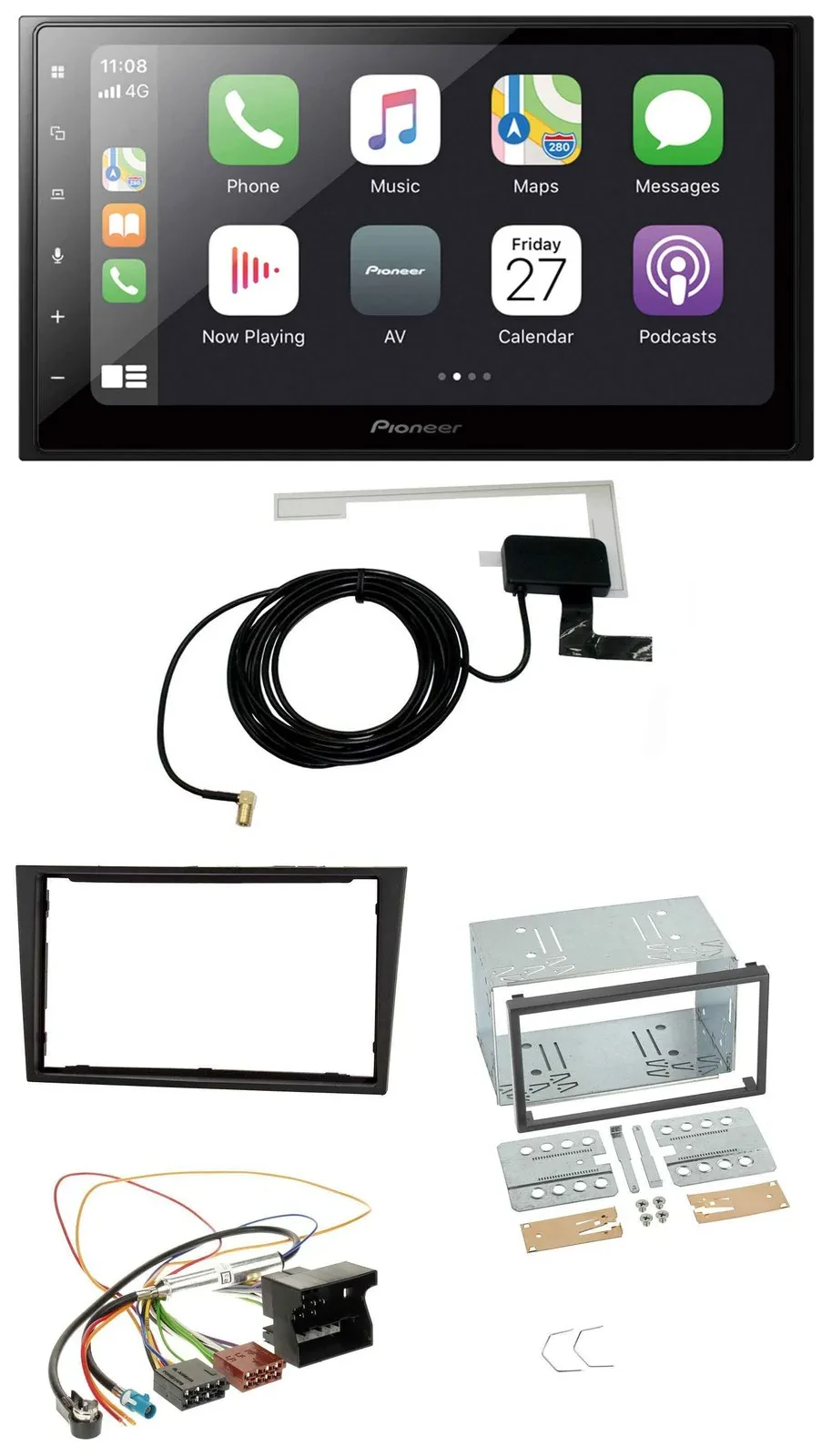 Pioneer USB MP3 2DIN Bluetooth DAB Autoradio für Opel Corsa D stealth schwarz