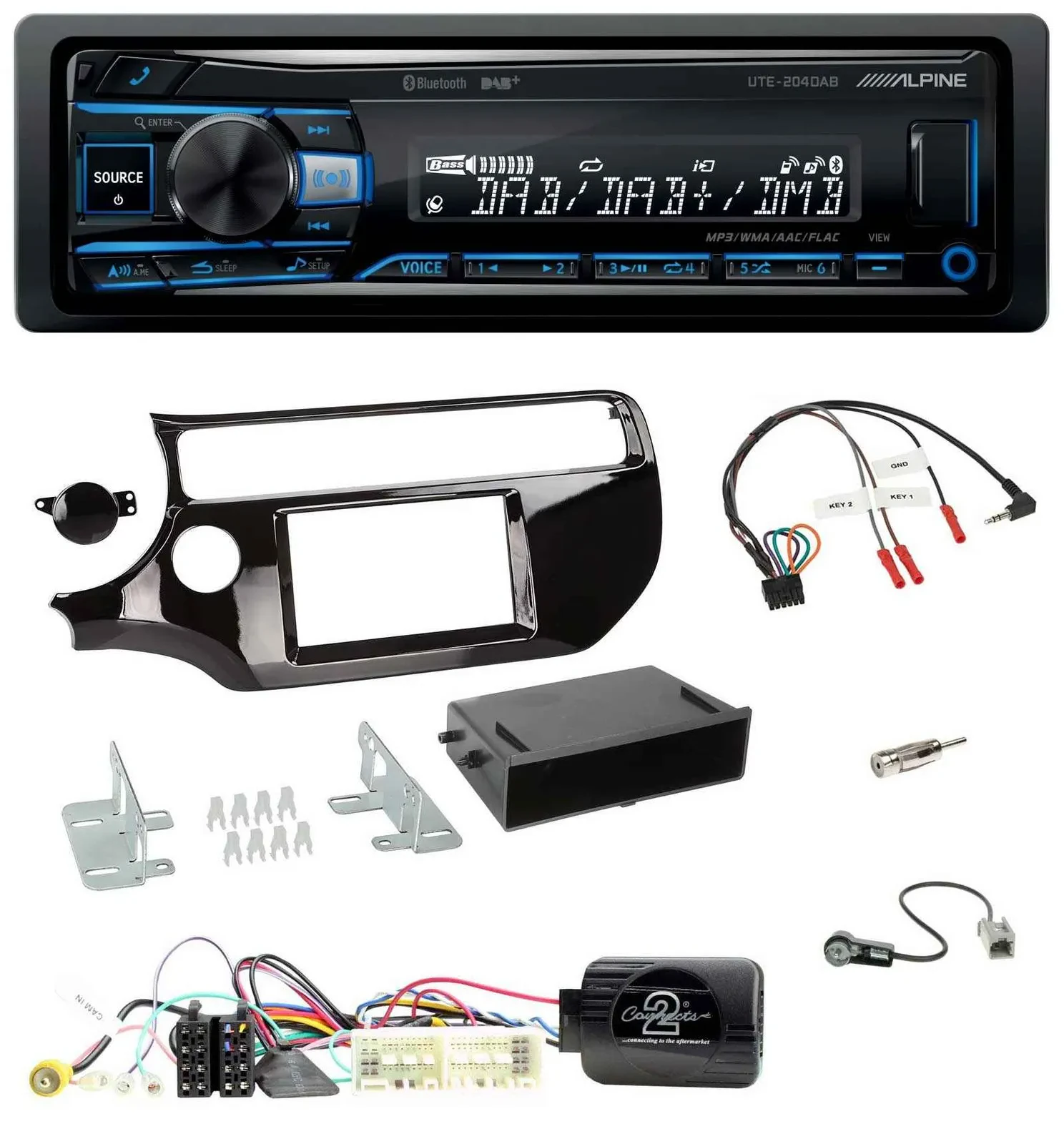 Автомагнитола для Kia Rio UB 2017–2023 Alpine USB, Bluetooth, DAB, поддержка кнопок на руле