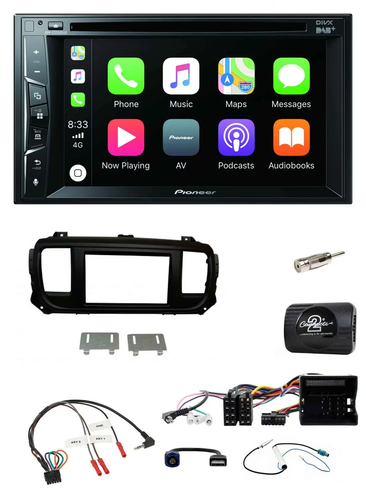 Pioneer Lenkrad USB DVD Bluetooth DAB 2DIN Autoradio für Citroen Jumpy Erstausst