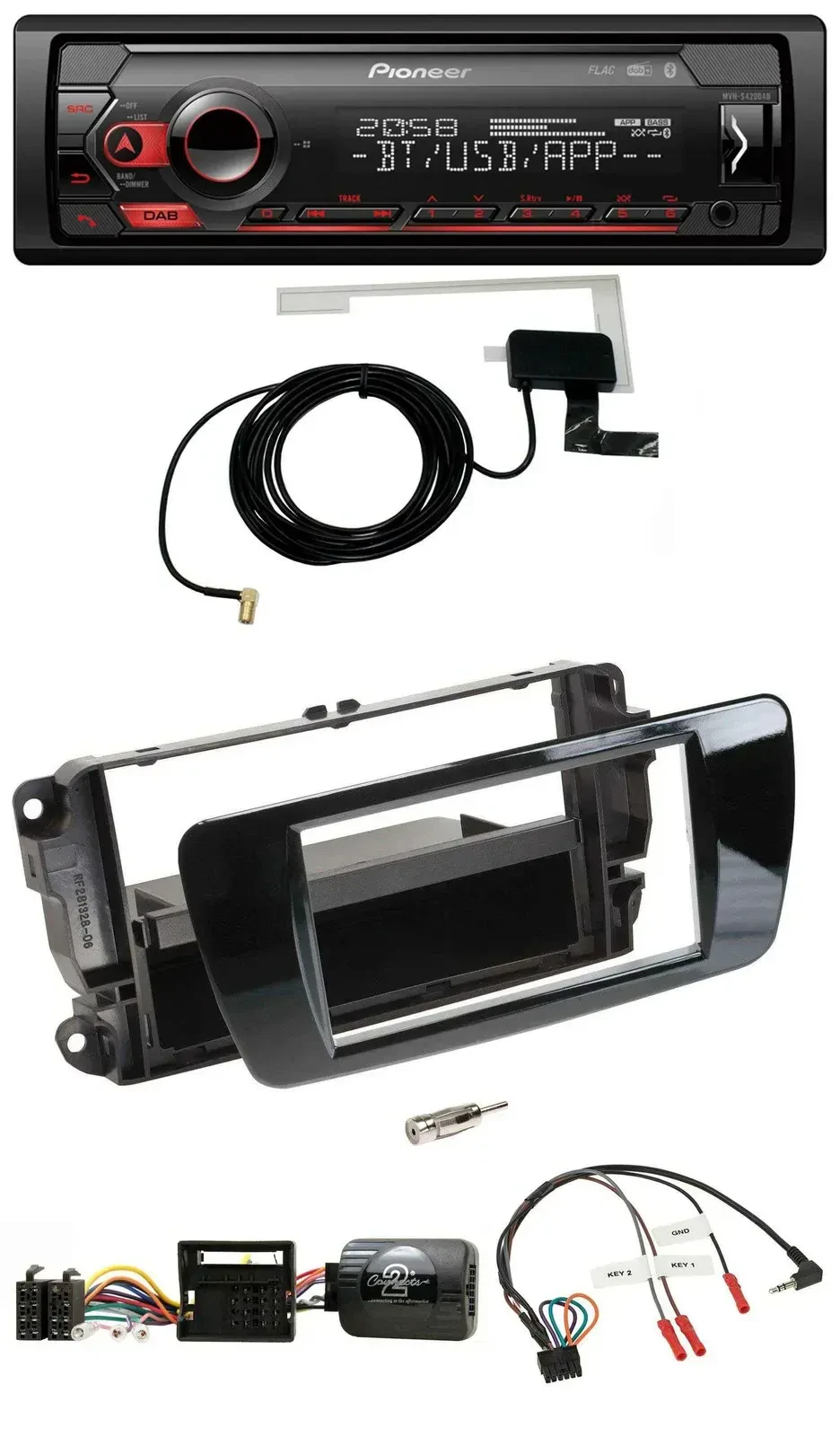 Автомагнитола Pioneer DAB, USB, Bluetooth для Seat Ibiza, черный глянец