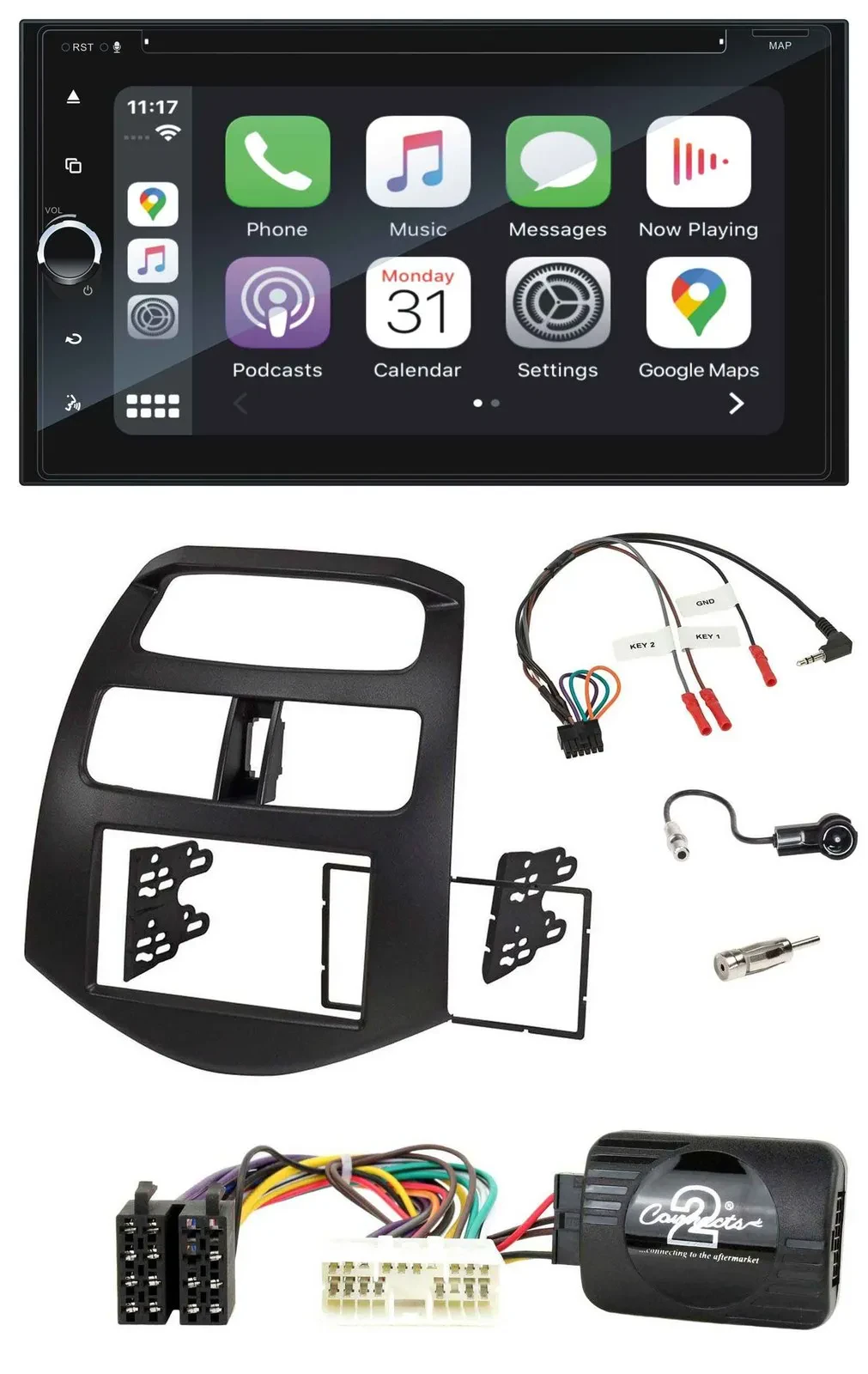 Автомагнитола Blaupunkt KLM 2DIN USB DAB Bluetooth, навигация, TMC, поддержка кнопок на руле для Chevrolet Spark