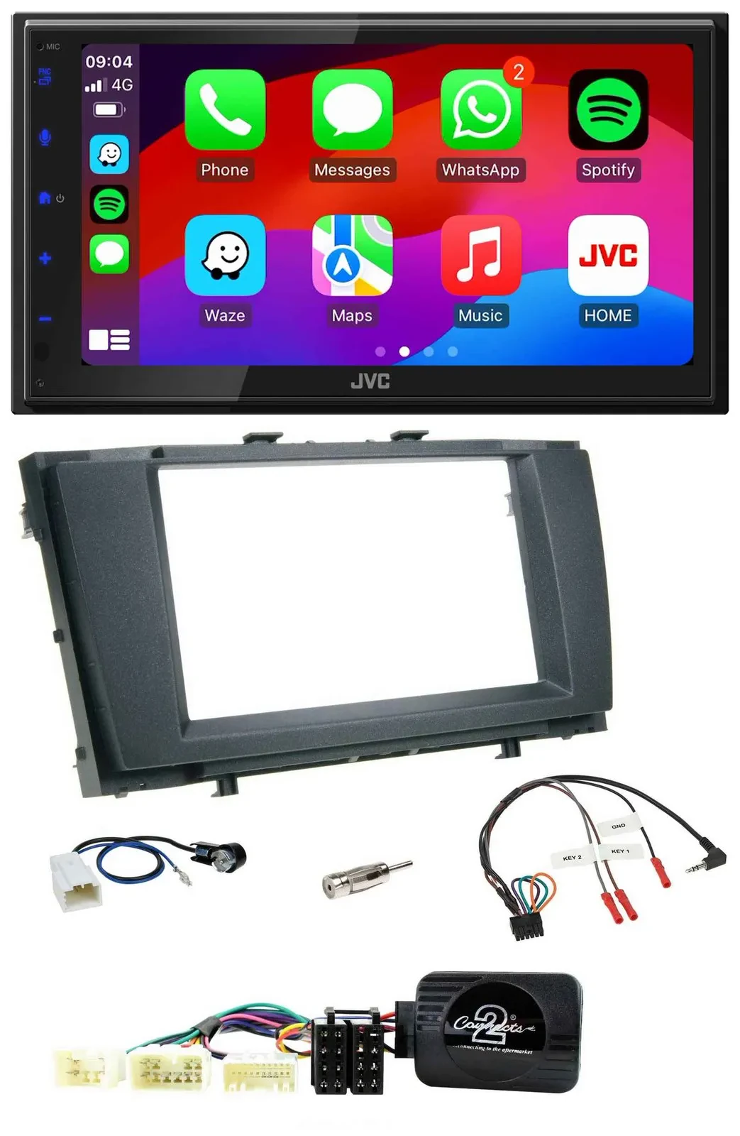JVC Bluetooth 2DIN Lenkrad DAB USB Autoradio für Toyota Avensis 2009-2011