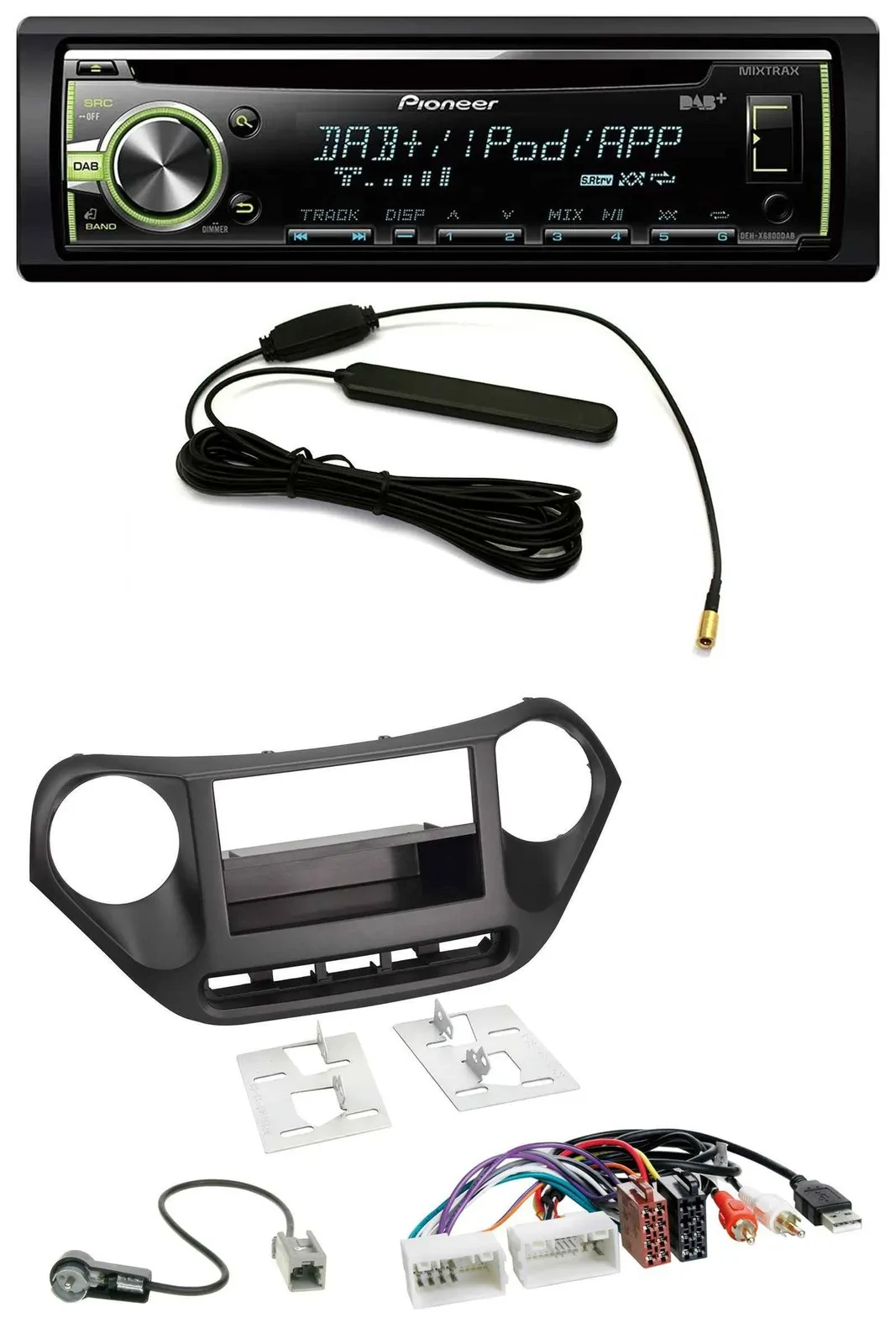 Pioneer MP3 USB CD DAB AUX Autoradio für Hyundai i10 (ab 2013) AUX USB