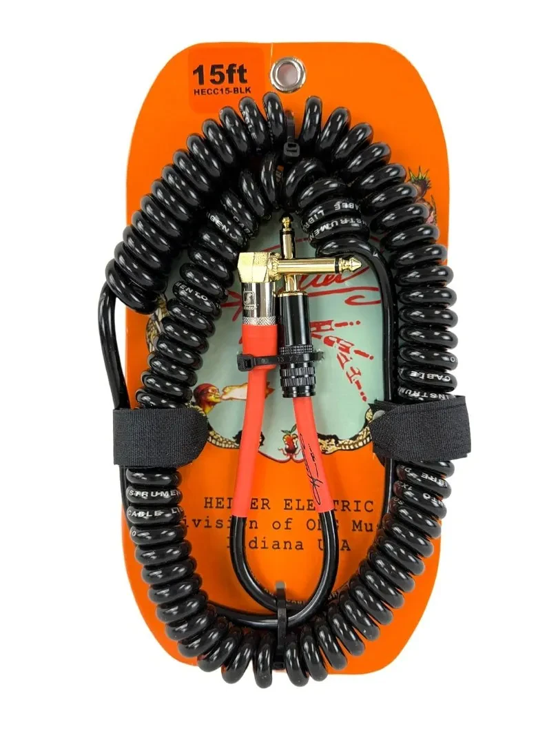 Кабель инструментальный для гитары Henry Heller HECC15-BLK витой 15 ft 1/4" jack черный