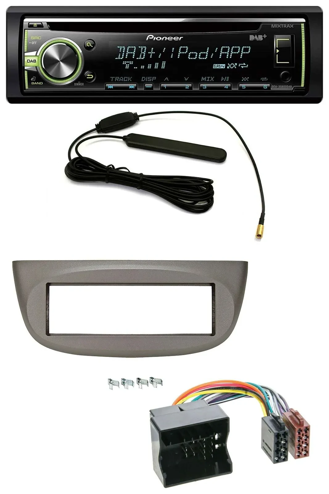 Pioneer MP3 USB CD DAB AUX Autoradio für Renault Twingo 07-14 beige-grau