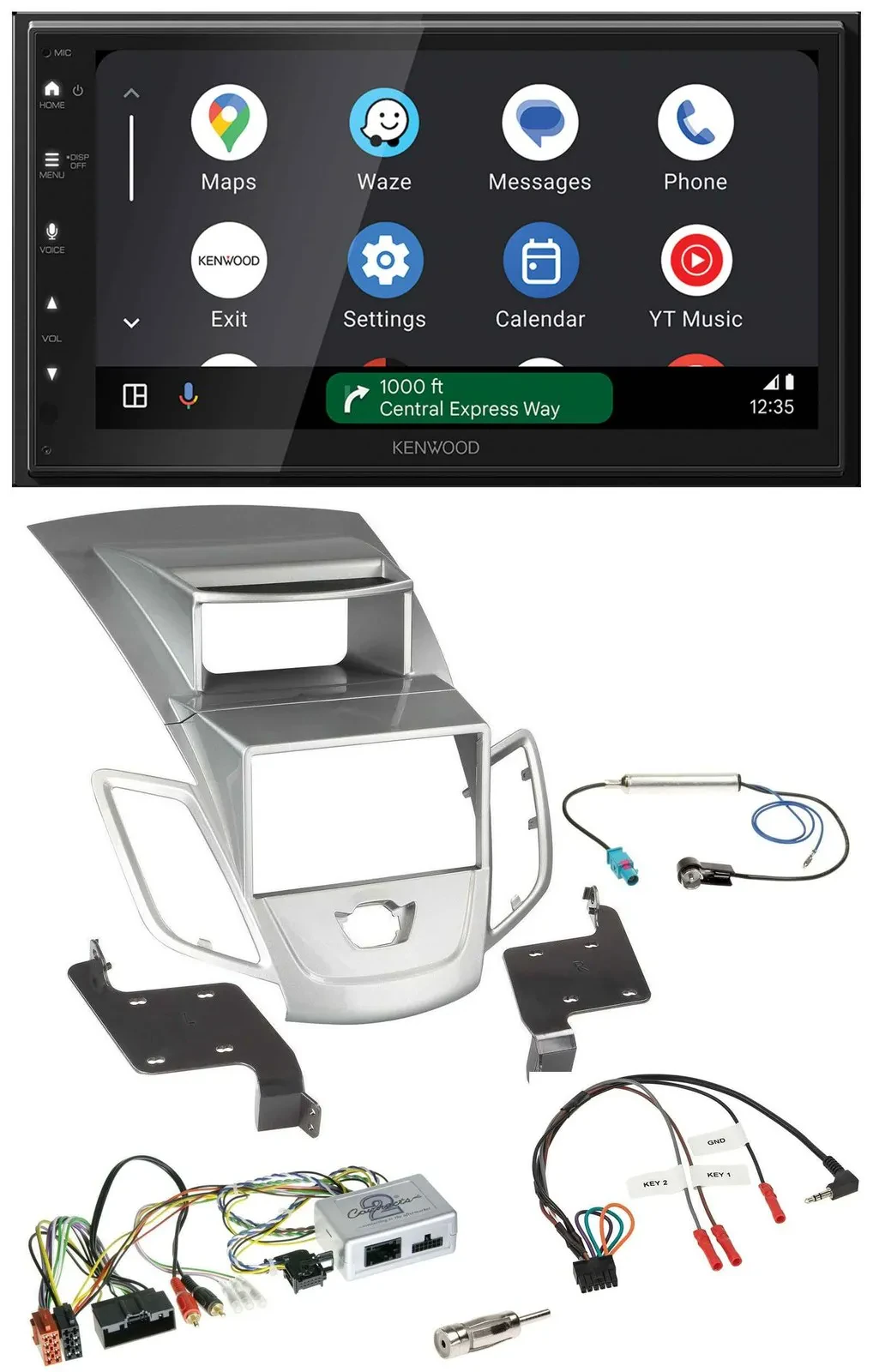 Kenwood DAB Bluetooth USB Lenkrad 2DIN Autoradio für Ford Fiesta 2010-17 Display