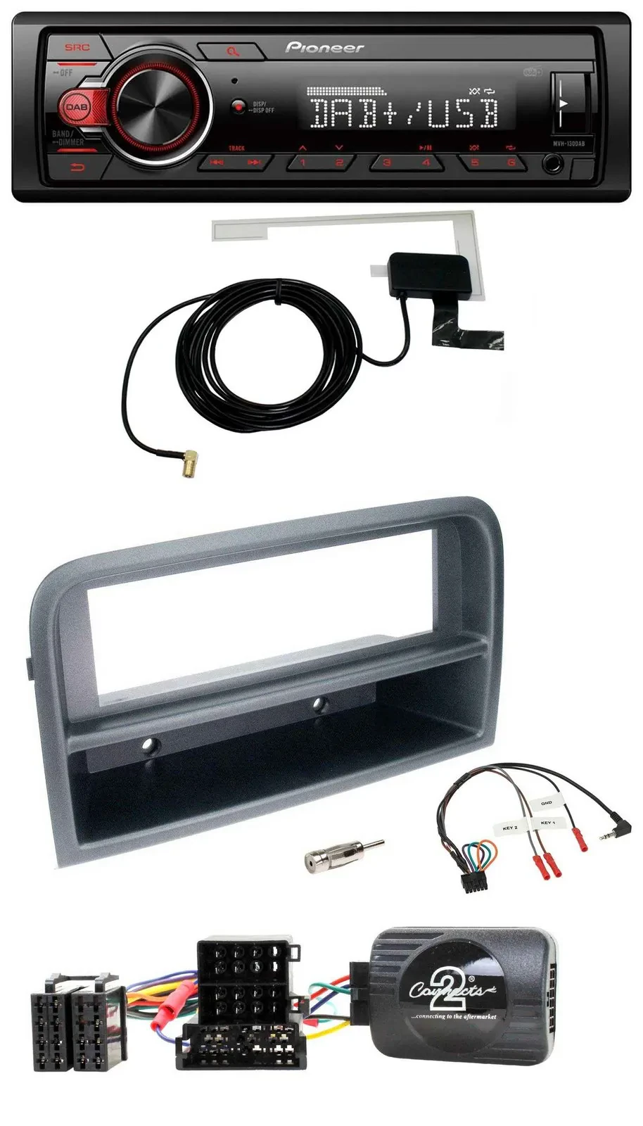 Автомагнитола Pioneer 1-DIN MP3 DAB USB, совместимая с кнопками на руле, для Fiat Croma (2005–2010)