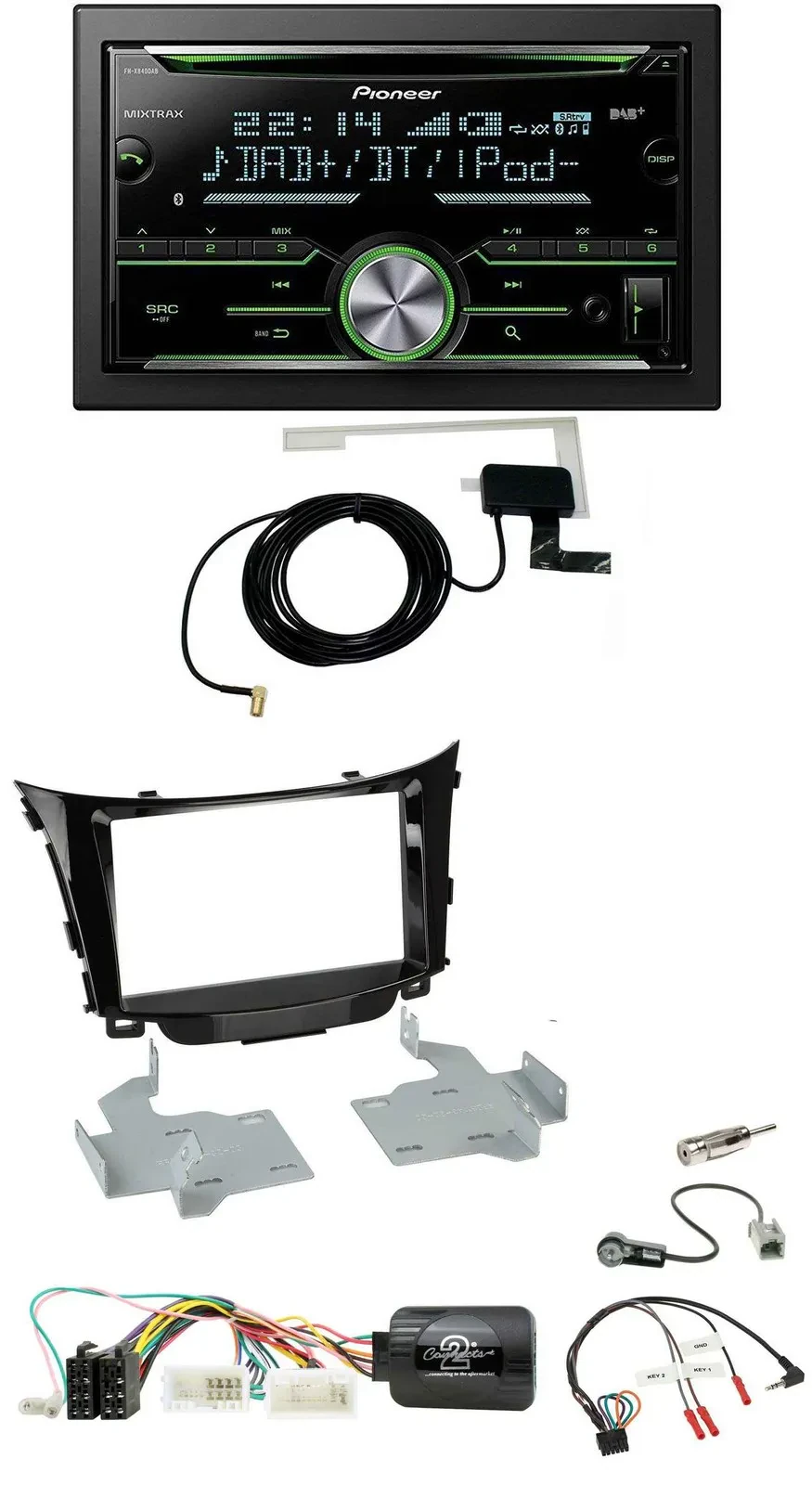 Автомагнитола Pioneer 2DIN, CD/USB, Bluetooth, DAB, совместима с кнопками на руле, для Hyundai i30 (2012–2017)