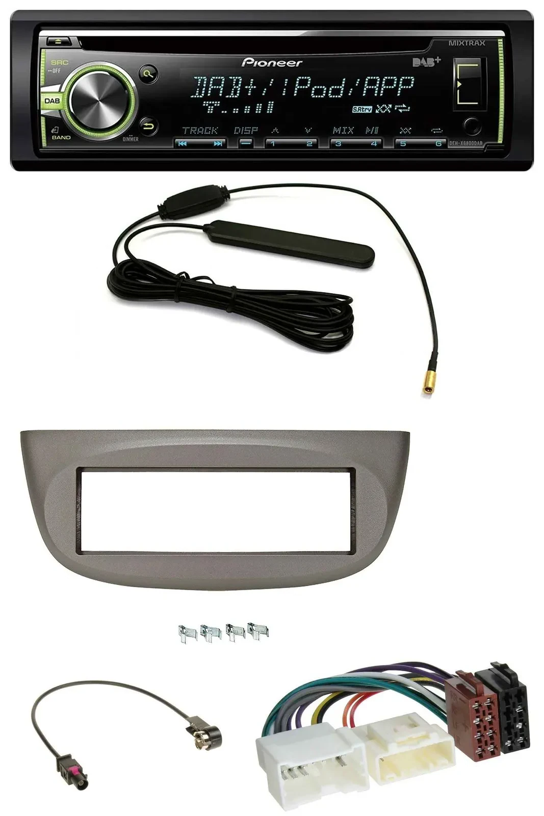 Автомагнитола для Renault Twingo (с 2012) Pioneer CD/MP3, USB, DAB, AUX, бежево-серая