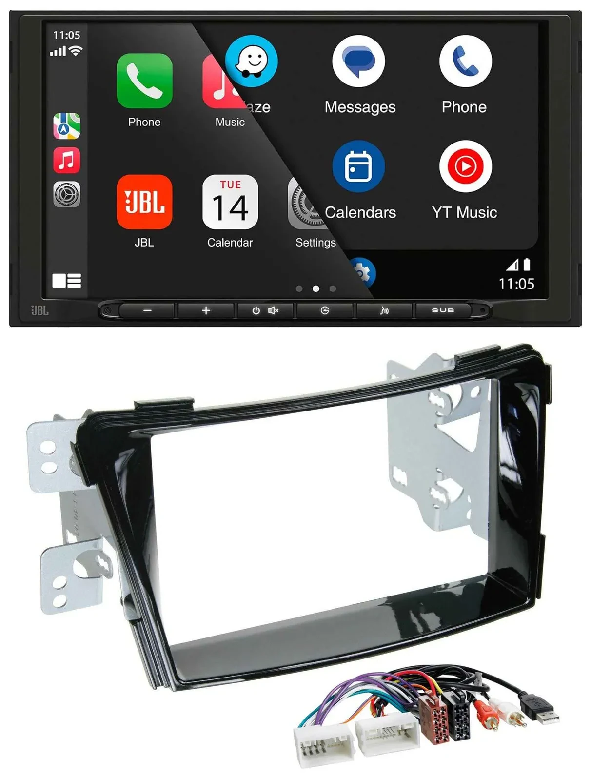 JBL USB 2DIN MP3 Bluetooth AUX Autoradio für Hyundai i40 ab 11 VF Klavierlack AU