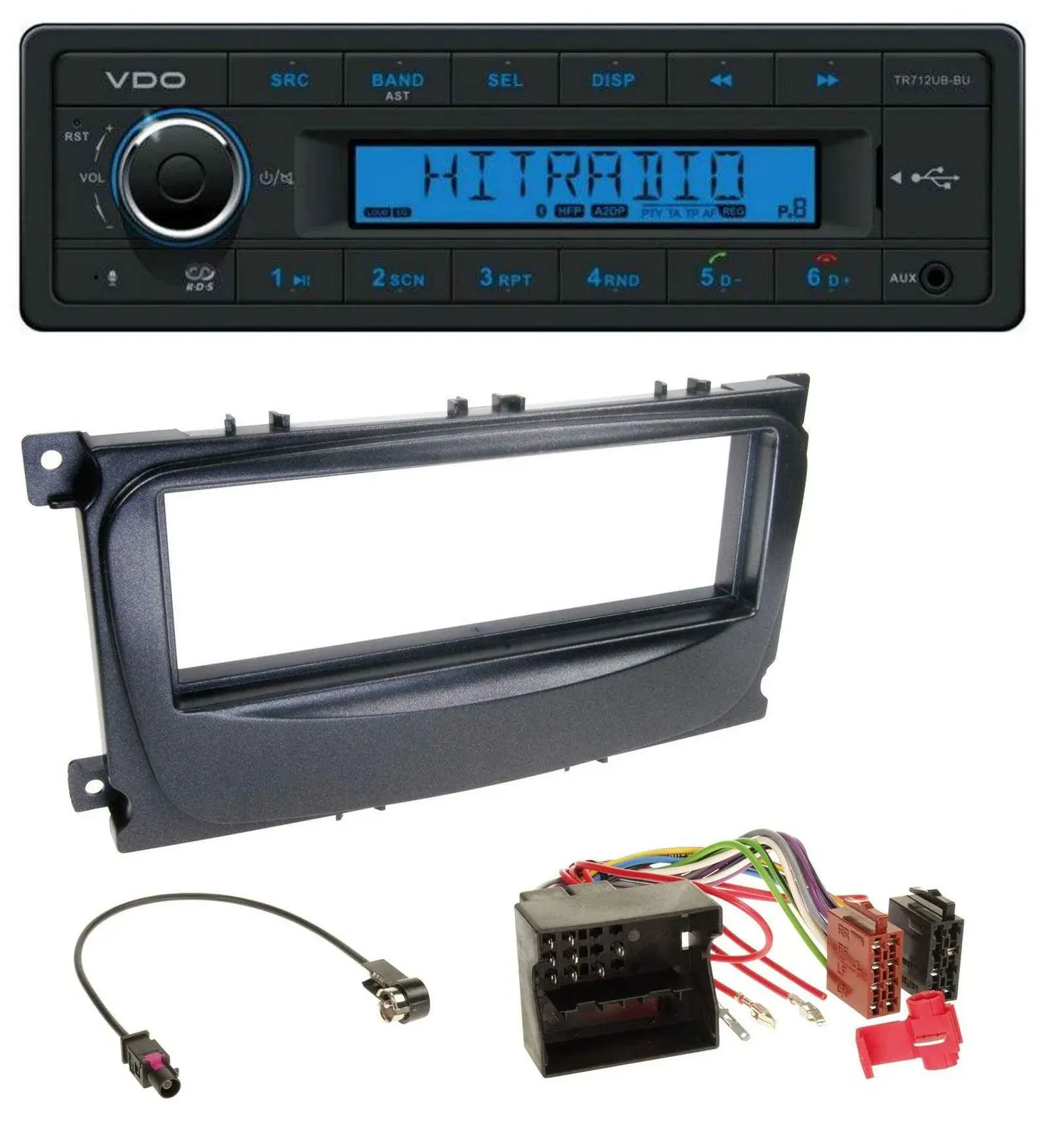 VDO Bluetooth AUX USB MP3 Autoradio für Ford Focus C-Max Galaxy ab 2007 schwarz
