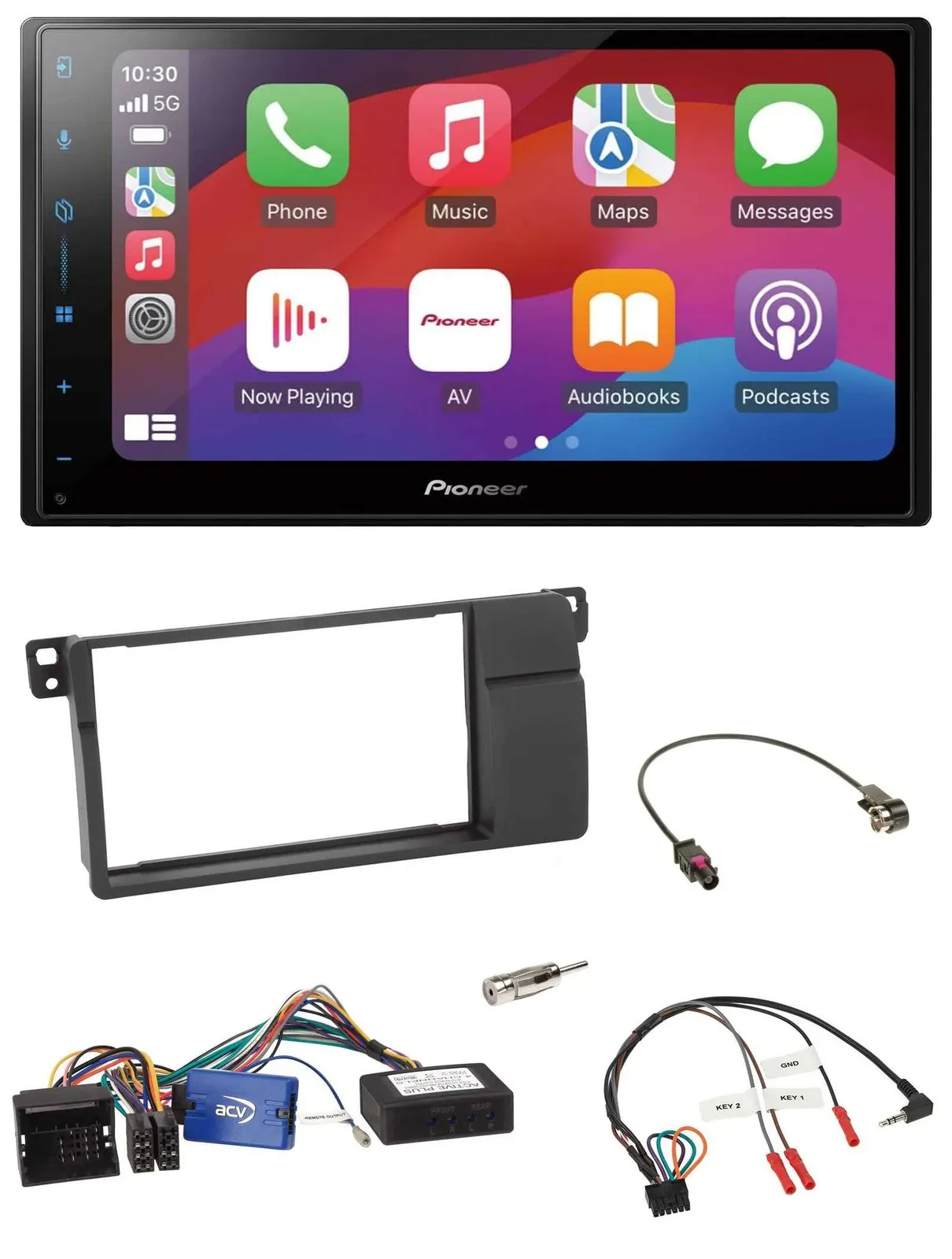 Pioneer DAB USB Lenkrad Bluetooth 2DIN Autoradio für BMW 3er E46 2002-2006 schwa