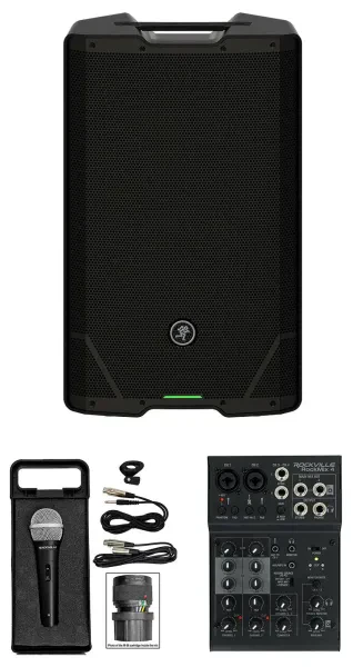 Mackie SRT215 15” 1600w Powered DJ PA Speaker w/Bluetooth+4-Ch. Mixer+Microphone