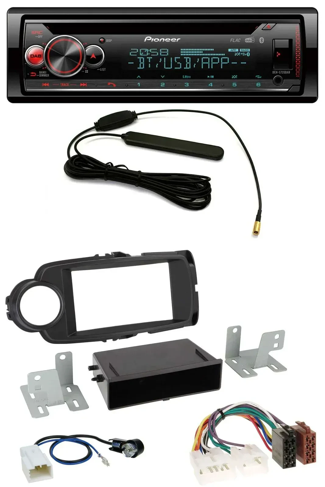Автомагнитола для Toyota Yaris (2011–2014) Pioneer USB DAB MP3 Bluetooth CD, черный