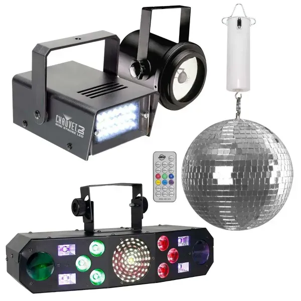 Clutch 8" Enhanced Mirror Ball with Pinspot Light & Effect Light