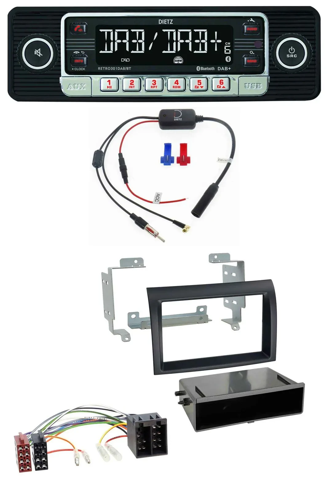 Dietz MP3 DAB Bluetooth USB Autoradio für Fiat Ducato (2006-2010) schwarz