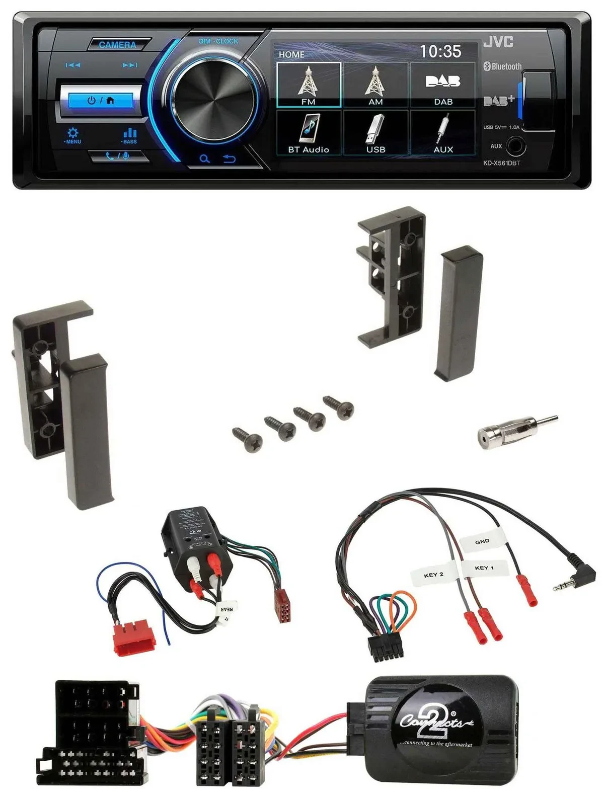 Автомагнитола JVC Bluetooth USB DAB для Audi A3/A4/A6 (1999–2000), поддержка управления на руле, совместима с BOSE (полностью активная)