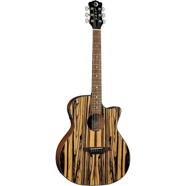 Электроакустическая гитара Luna Guitars Gypsy Black/White Ebony