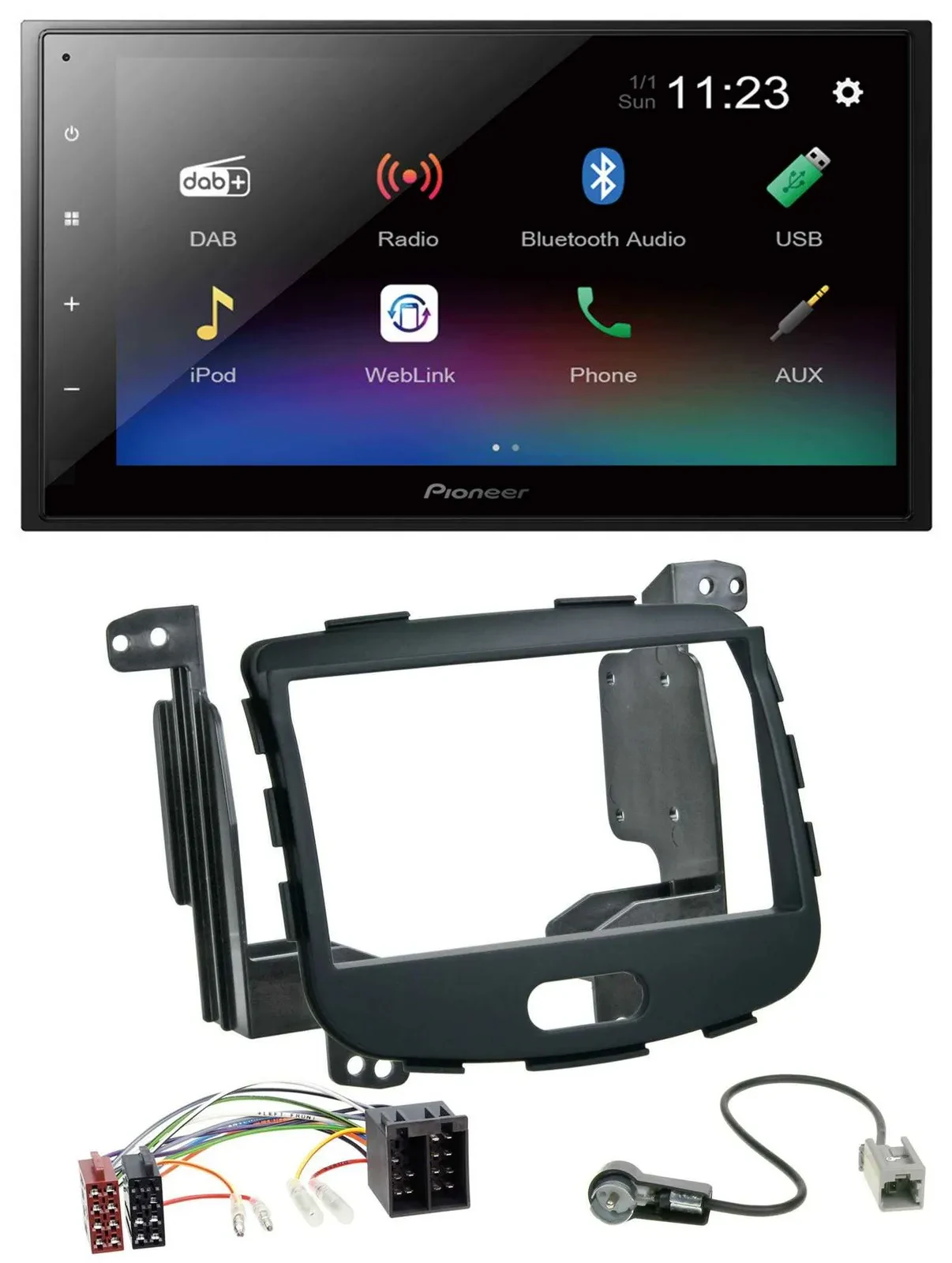 Автомагнитола Pioneer 2DIN USB Bluetooth DAB MP3 для Hyundai i10 (2008–2013) Rubber Touch