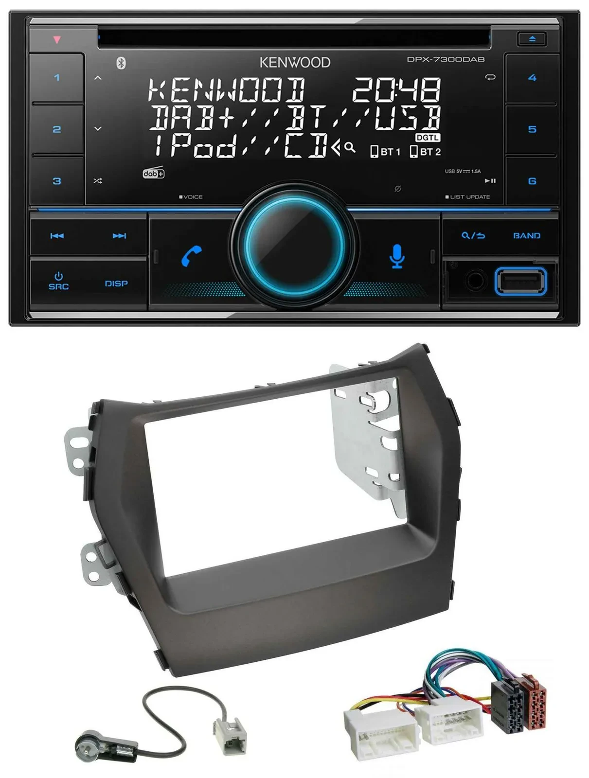 Автомагнитола для Hyundai Santa Fe (с 2012) Kenwood 2-DIN, CD, DAB, USB, MP3, Bluetooth