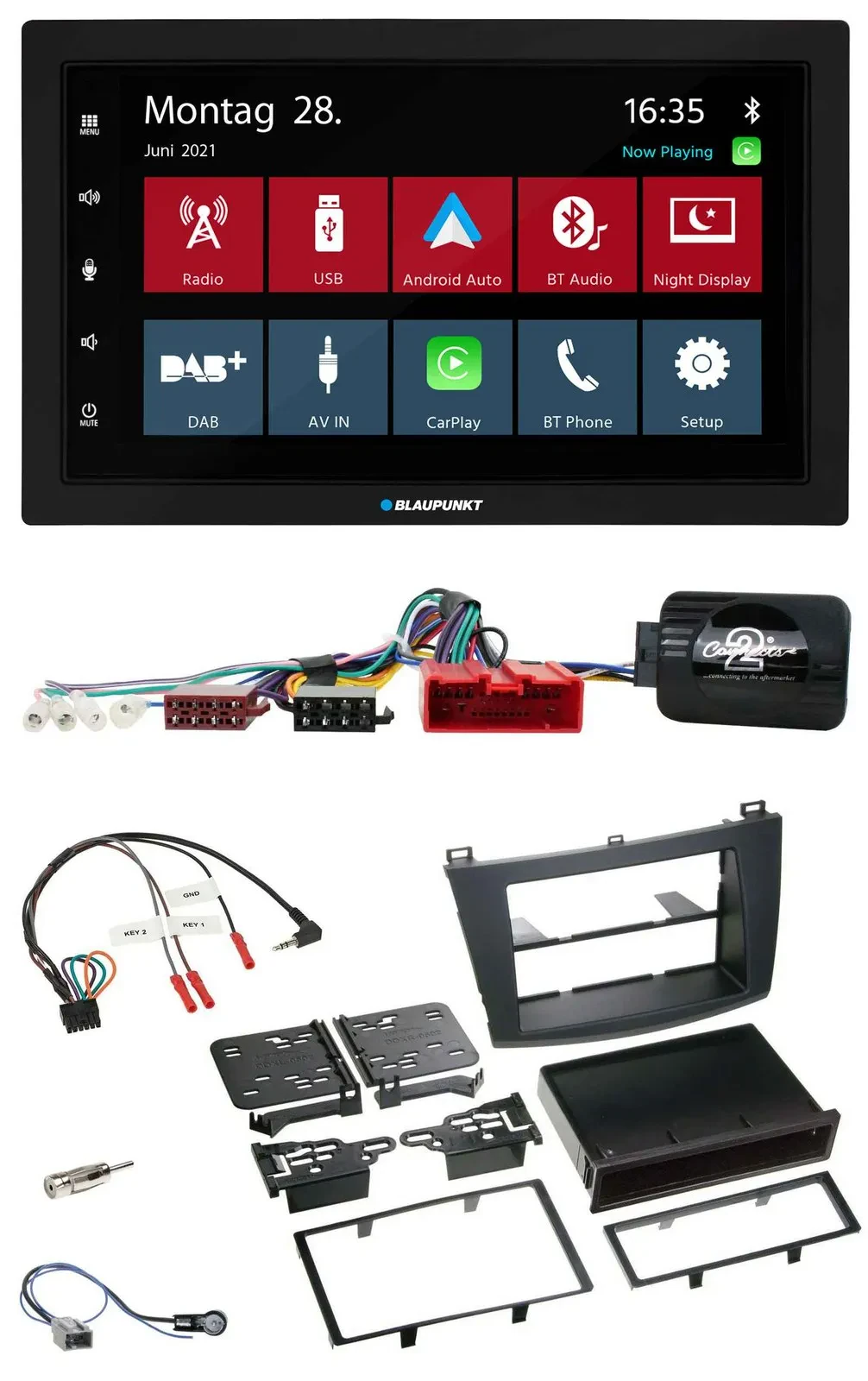 Автомагнитола для Mazda 3 (2009–2013) Blaupunkt 2DIN, Bluetooth, DAB, USB, CAN-Bus, поддержка кнопок на руле