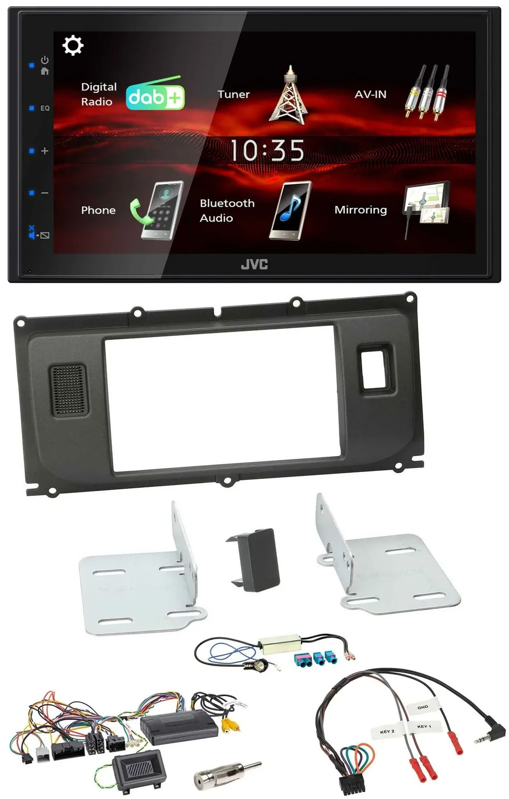 JVC USB Bluetooth Lenkrad DAB 2DIN Autoradio für Land Rover Evoque 11-13 Blindst