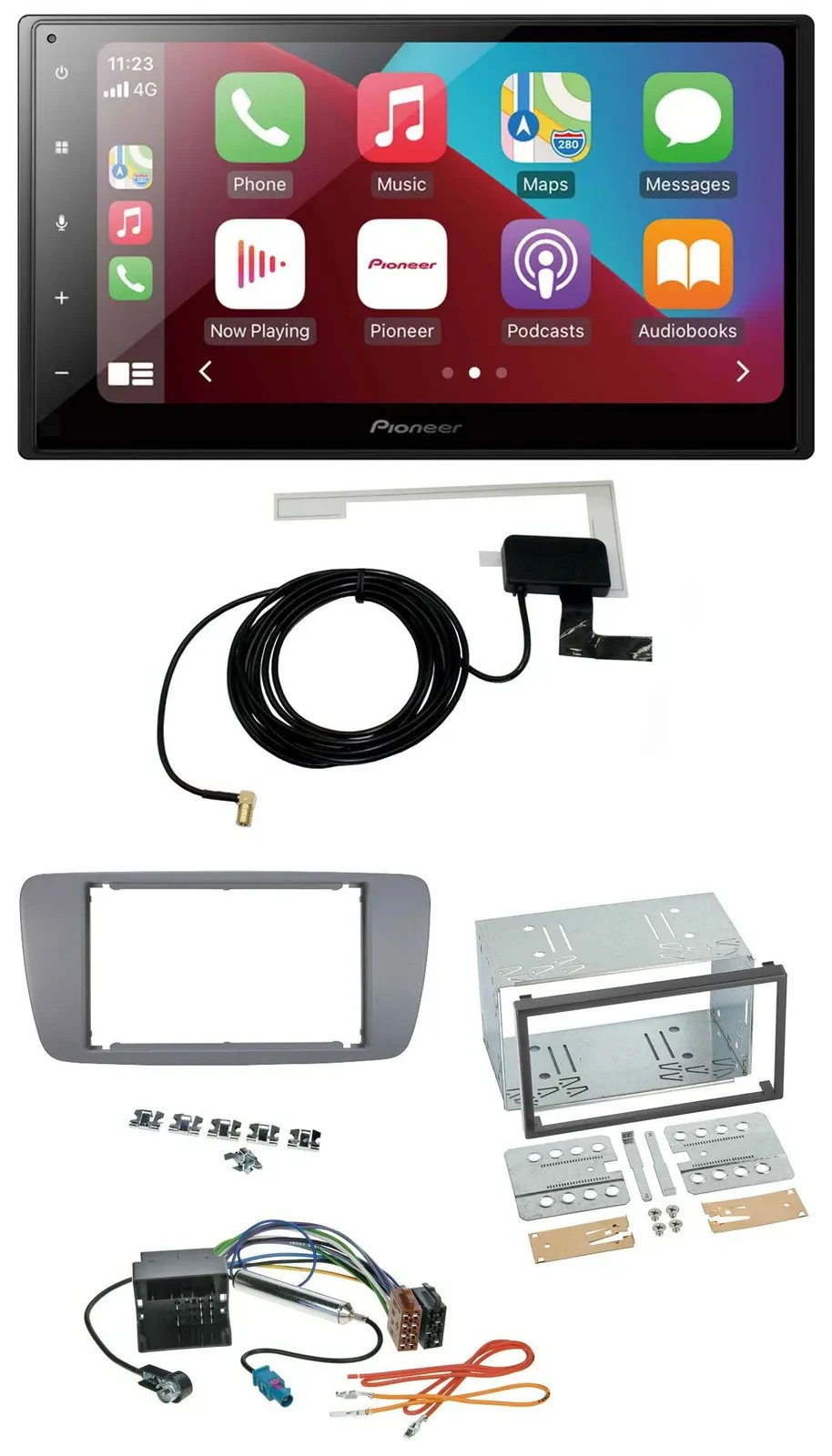 Pioneer USB Bluetooth DAB MP3 2DIN Autoradio für Seat Ibiza ab 08 conemaragrau