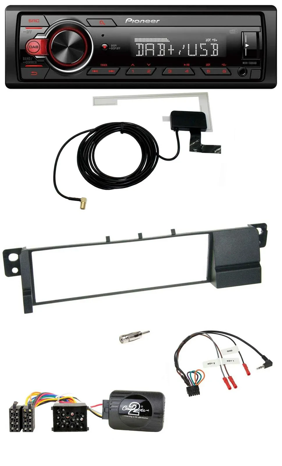 Автомагнитола для BMW 3 серии E46 (1998–2007) Pioneer 1DIN MP3 DAB USB с поддержкой управления с руля