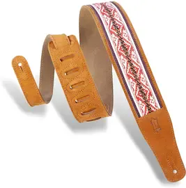 Ремень для гитары Levy's MSJ26 2.5" Suede Leather Guitar Strap w/ Embellished Suede Design, Honey