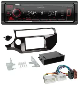 Kenwood MP3 Bluetooth USB DAB Autoradio für Kia Rio UB ab 2015 piano-schwarz