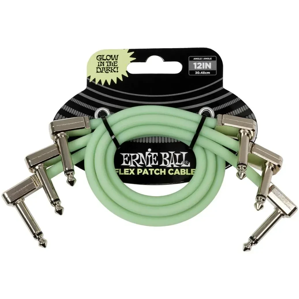 Патч-кабель инструментальный Ernie Ball 6476 Flex Cables Neon Green 0.3 м (3 штуки)