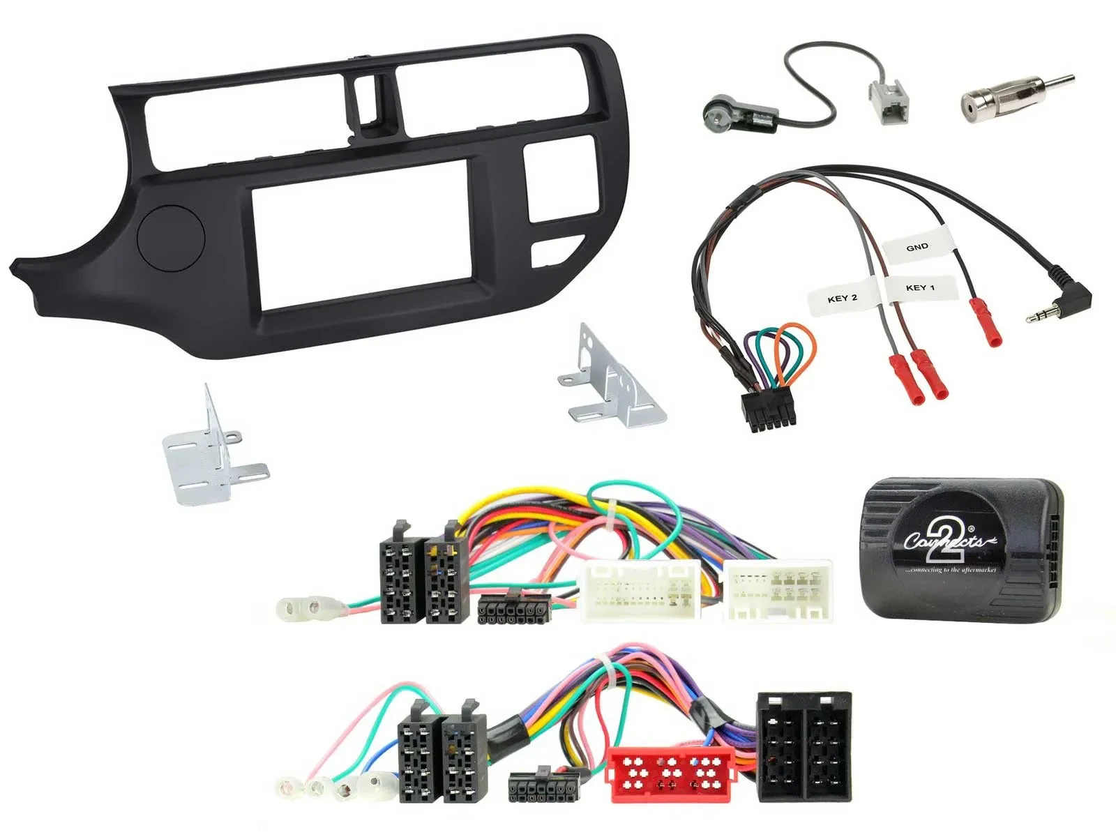 Radioset Lenkradadapter Doppel DIN Autoradio für Kia Rio UB 11-15 schwarz