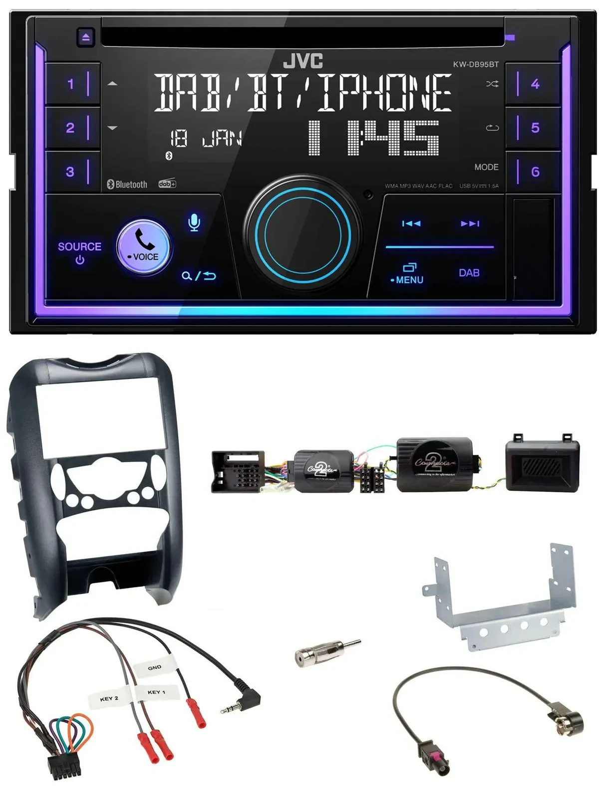 JVC Lenkrad USB 2DIN DAB Bluetooth CD Autoradio für Mini Cooper 06-14 Parksensor