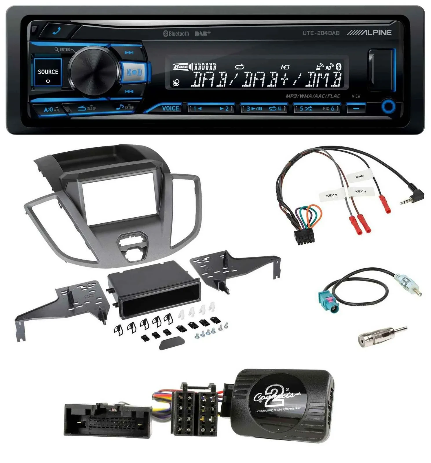 Автомагнитола для Ford Transit V363 2015–2018 Alpine USB, Bluetooth, DAB (без дисплея)