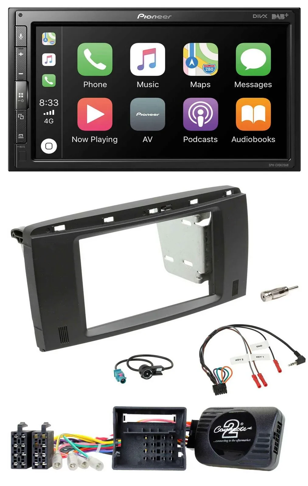 Pioneer USB Lenkrad DAB 2DIN Bluetooth Autoradio für Mercedes R-Klasse 2006-2012