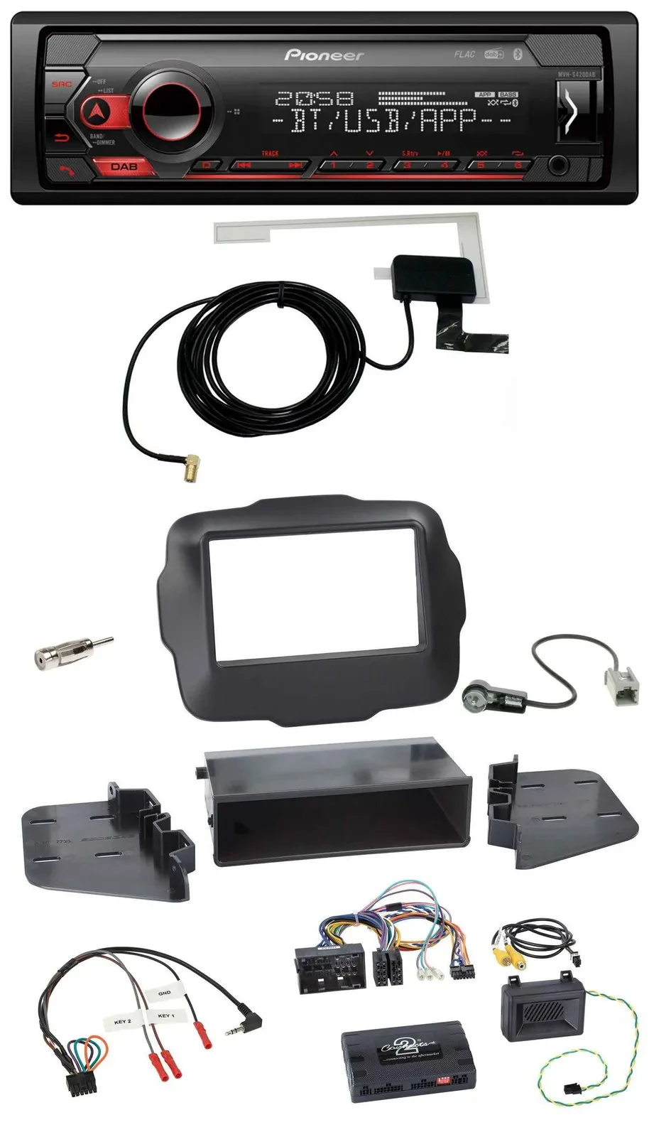 Автомагнитола для Jeep Renegade (с 2015) Pioneer DAB, USB, Bluetooth, поддержка кнопок на руле