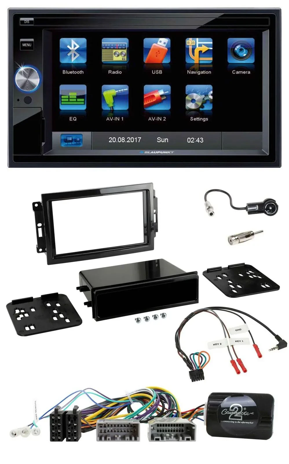 Blaupunkt Lenkrad USB Bluetooth TMC 2DIN Navigation für Dodge Jeep